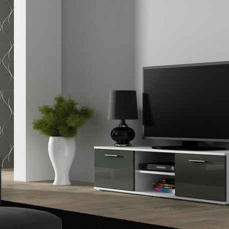 Cama TV alus SOHO 140 valge/hall läikiv