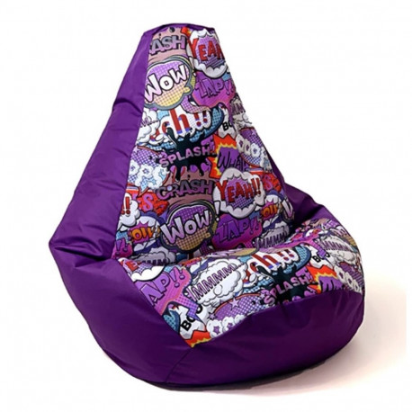 Sako bag pouffe Pear print purple-WOW L 105 x 80 cm