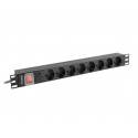 LANBERG POWER STRIP PDU RACK 19" (1U, 16A, 8X Shuko, 2m)