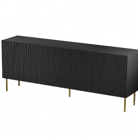 JUNGLE chest of drawers 190x40.5x74.5 black matt + golden legs