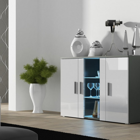 Cama SOHO S7 120 cm hall/valge läikiv kummut