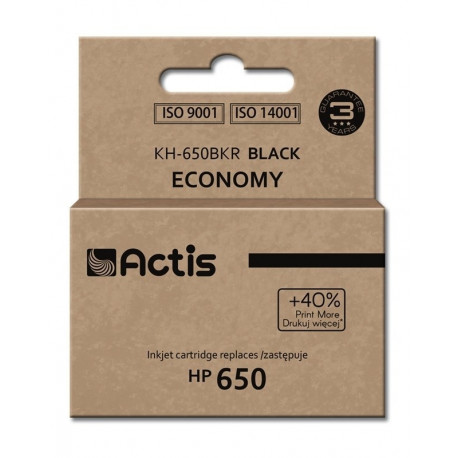 Actis KH-650BKR tindikassett (asendus HP 650 CZ101AE; standard; 15 ml; must)
