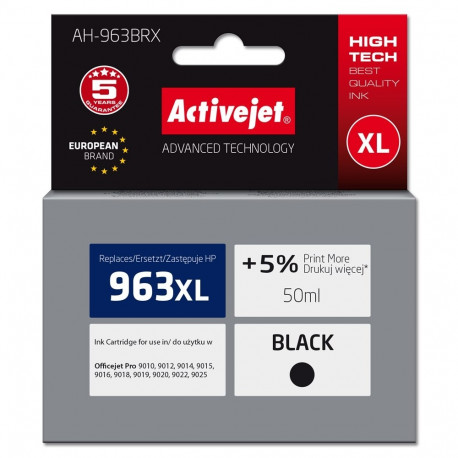 Activejet AH-963BRX tindikassett (asendus HP 963XL 3JA30AE; premium; 2100 lehekülge; 50 ml, must)