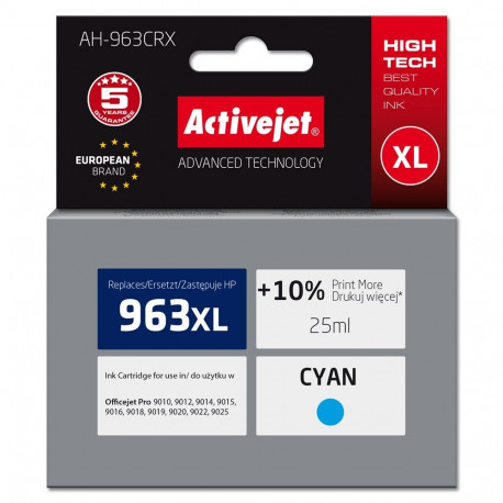 Activejet AH-963CRX Ink (replacement for HP 963XL 3JA27AE; Premium; 1760 pages; 25 ml, cyan)