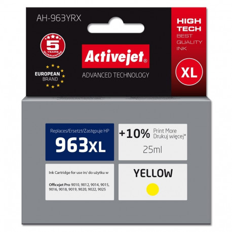 Activejet AH-963YRX tindikassett (asendus HP 963XL 3JA29AE; premium; 1760 lehekülge; 25 ml, kollane)