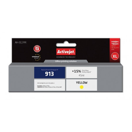 Activejet AH-913YR tindikassett (asendus HP 913 F6T79AE; premium; 45 ml; kollane)