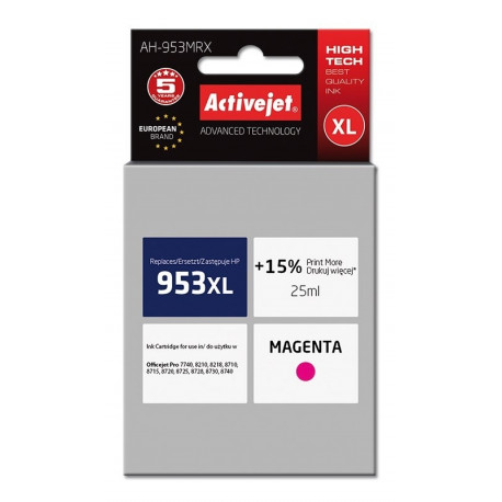 Activejet AH-953MRX tindikassett (asendus HP 953XL F6U17AE; premium; 25 ml; magenta)