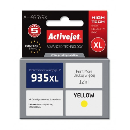 Activejet AH-935YRX tindikassett (asendus HP 935XL C2P26AE; premium; 12 ml; kollane)