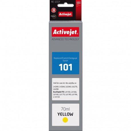 Activejet AE-101Y Ink Bottle (Replacement Epson 101; Supreme; 70 ml; Yellow)