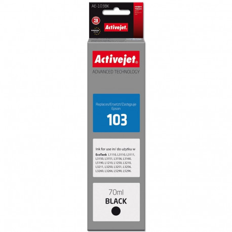 Activejet AE-103Bk tindipudel (asendab Epson 103 C13T00S14A; Supreme; 70 ml; 4500, must)