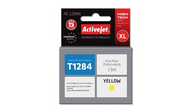 Activejet AE-1284N tindikassett (asendus Epson T1284; Supreme; 13 ml; kollane)