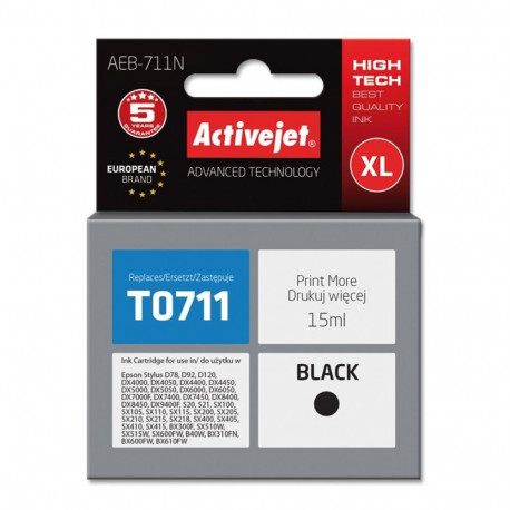 Activejet AEB-711N Ink (replacement for Epson T0711, T0891, T1001; Supreme; 15 ml; black)