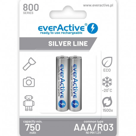 laetavad akud everActive Ni-MH R03 AAA 800 mAh Silver Line – 2 tk