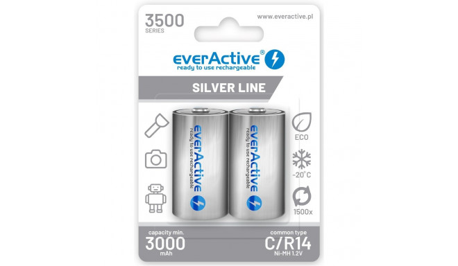 laetavad akud everActive R14/C Ni-MH 3500 mAh kasutusvalmis