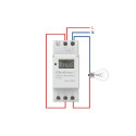 Electronic timer switch for DIN rail with batte