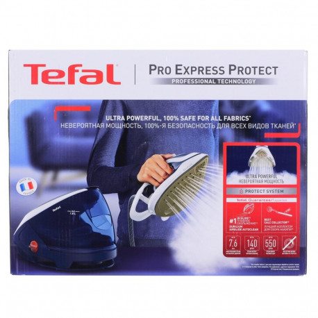 Steam Iron - Tefal Pro Express Protect Gv9221e0 2600w 1.8l Blue And Wh