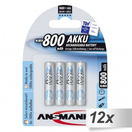 12x4 Ansmann maxE NiMH patarei micro AAA 800 mAh