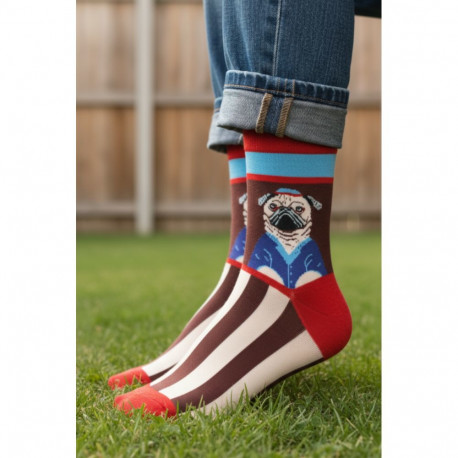 SOKISAHTEL GUS punased naljaka mopsiga sokid lastele 443