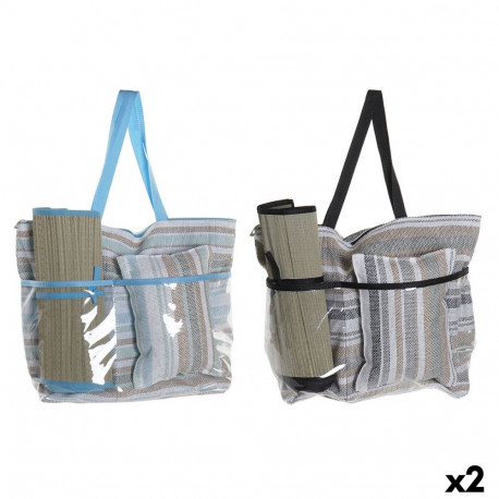 Beach Bag DKD Home Decor Blue Brown Green Grey Mint PVC Canvas 44 x 23 x 62 cm (2 Units)