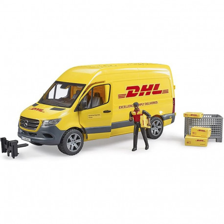 MB kaubik Sprinter DHL koos juhiga, kollane