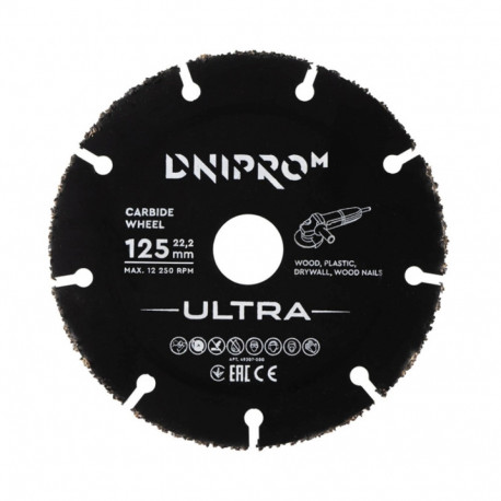 Cutting disc for wood, plastic ULTRA 125x1x22.2mm DNIPRO-M
