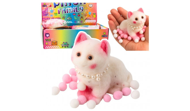 Gniotek sensoorne pehme kass pärlitega tutid valge 8cm