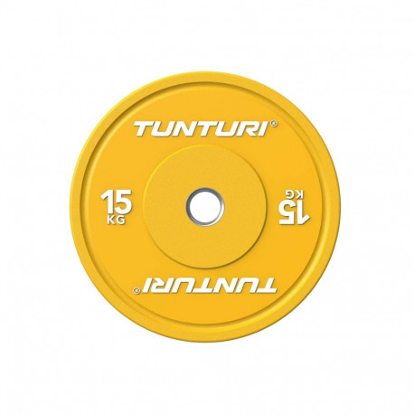 Raskusketas TUNTURI Platinum Bumper Plate, kollane, 50mm, 15 kg