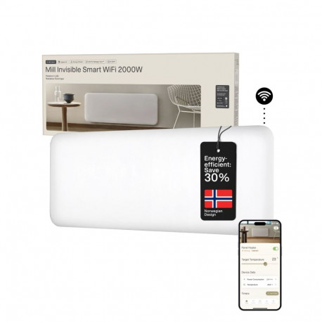 Mill Invisible Smart WiFi Heater | PA2000WIFI4 | Panel Heater | 2000 W | Suitable for rooms up to 24