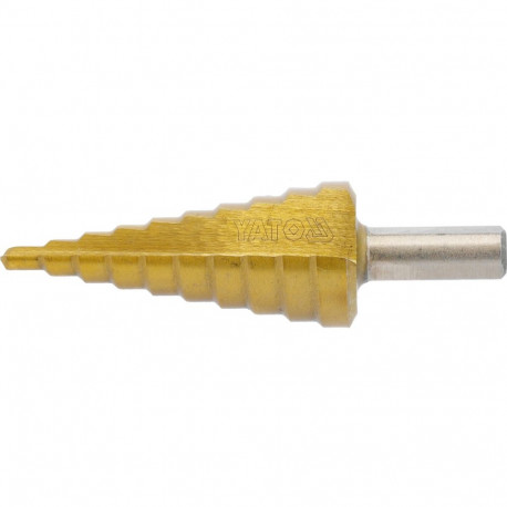 Yato YT-44741 Step drill 4-22mm, HSS 4241, TiN coated, 10 steps, 75mm, 52mm working length, triangle
