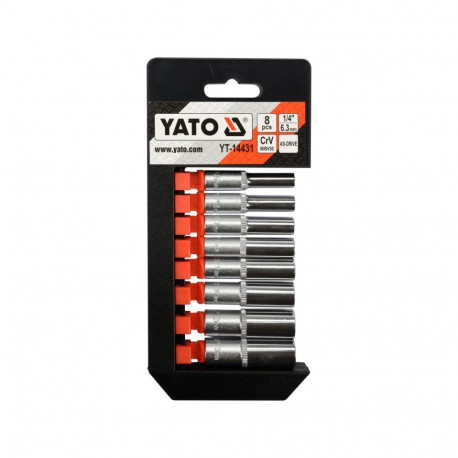 Yato YT-14431 Muciņvõtmete komplekt HEX 1/4", 8tk, 6.3mm, CrV 50BV30, AS-DRIVE, GRE
