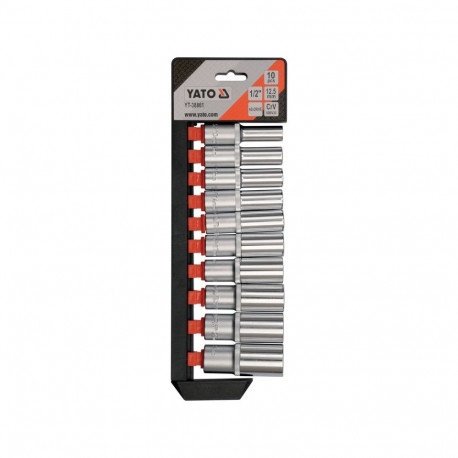 Yato YT-38861 Socket set, 1/2", 10-24mm, 10pcs, CrV 50BV30, AS-DRIVE, GRF