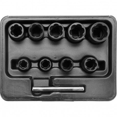 Bolt extractor set for removing broken and damaged bolts 3/8" CrMo 10-19mm 10pcs YT-0603 YATO