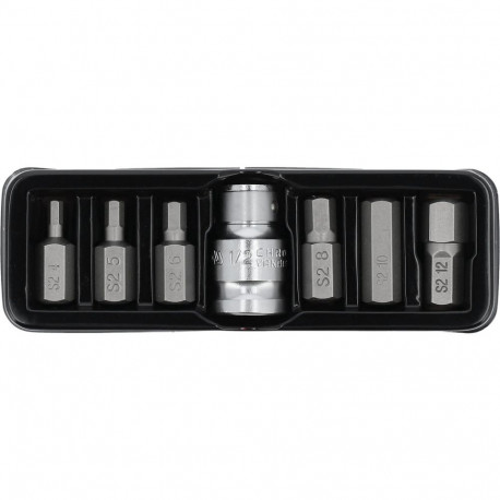 Yato Screwdriver Bit Set YT-0412, 7 pcs, 30 mm, Hex, 58-62 HRC, S2, 1/2"