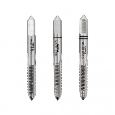 Yato hand tap YT-2933, M6, 3 pcs, HSS M2, 50 mm, 1 mm, 19 mm, 6 mm, DIN 352, metric, 3-stage