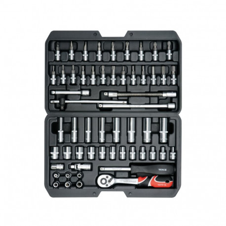 Yato YT-14501 Tööriistakomplekt 1/4", 56 tk, 72 hammast, CRV, GRF, autoteenindustele