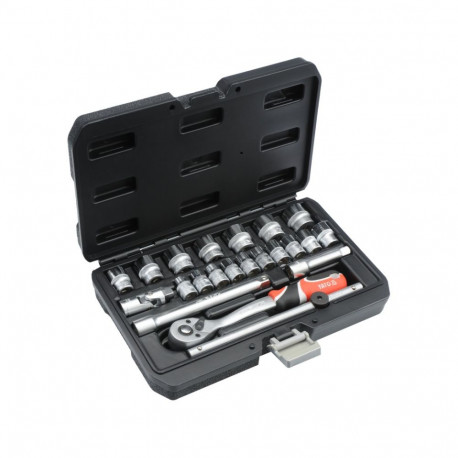 Yato YT-38561 Tööriistakomplekt 3/8", 22tk, 72 hammast, CRV 50BV30, AS-DRIVE, GRF