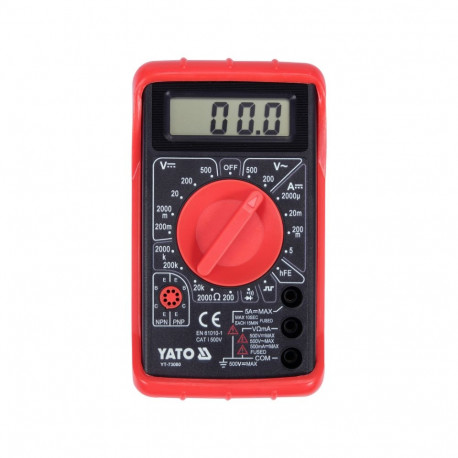Yato YT-73080 digitaalne multimeeter, 0-500V AC/DC, 0-5A DC, 0-2MΩ, LCD, holster, signaaligeneraator