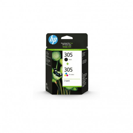 HP 305 2-Pack Tri-color/Black (6ZD17AE) Ink Cartridge Multipack, CMY/BK
