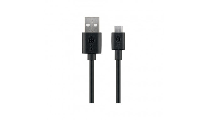 Goobay Micro USB charging and sync cable 46800 Black, USB 2.0 micro male (type B), USB 2.0 male (typ