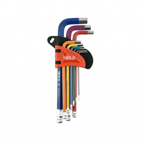 Yato Pika Kuusnurksete Võtmete Komplekt YT-05632, 1.5-10mm, 9tk, S2, 58-62 HRC, 25°, pikk, kuusnurkn