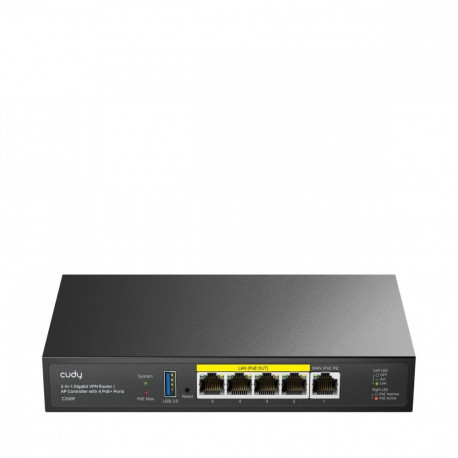 AP kontroller 2-in-1 SMB ruuter, 1 Gigabit Ethernet + 4 Gigabit PoE+ PSE porti + 1 US