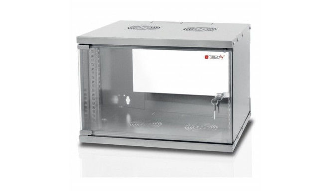 ECO hanging cabinet 19cali 6U/320mm assembled, glass door, gray
