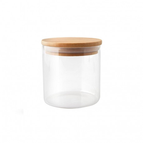 JAR STORAGE ROUND GLAS W BAMBO LID 0.7L