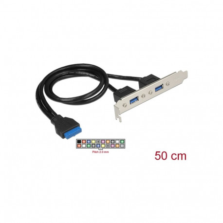 DeLOCK slot bracket 1 x 19 pin USB 3.0 post socket internal > 2 x USB 3.0 Type-A socket external, sl