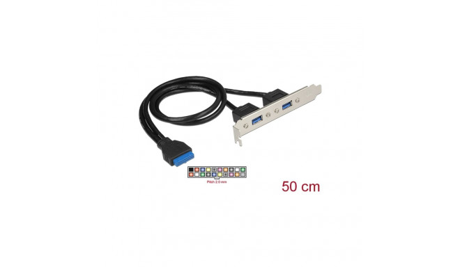 Slotblech 1 x 19 Pin USB 3.0 Pfostenbuchse intern > 2 x USB 3.0 Typ-A Buchse extern
