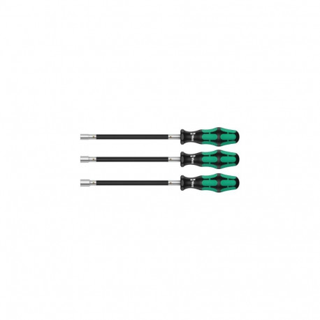 Wera 391/3 hose clamp screwdriver set (black/green, 3 pieces, with flexible shaft)