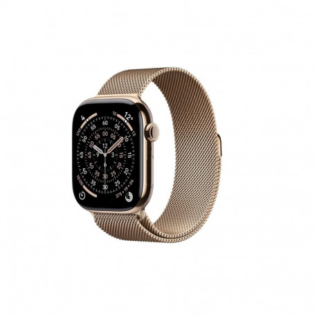 Watch Series 11 GPS + Cellular 42mm Gold Titanium Case with Gold Milanese Loop