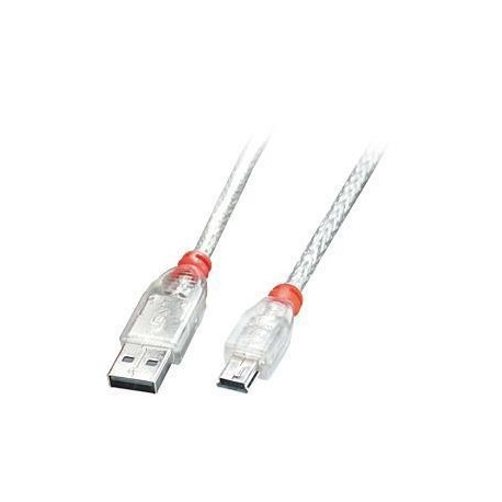CABLE USB2 A TO MINI-B 0.5M/TRANSPARENT 41781 LINDY