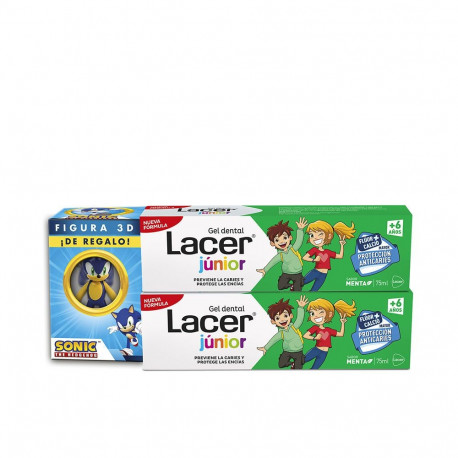 LACER JUNIOR GEL DENTAL MENTA PACK 2 x 75 ml + figura 3D