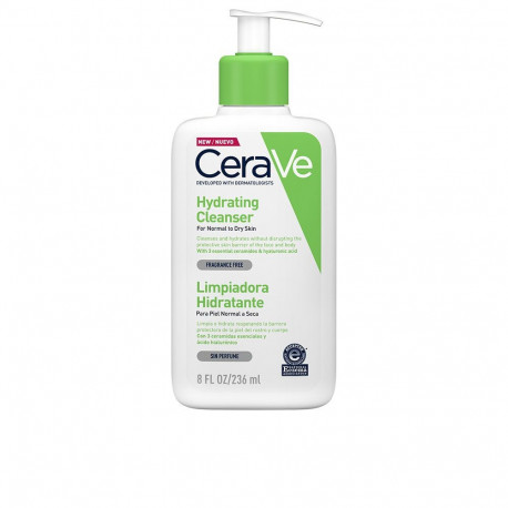 CERAVE GEL LIMPIADOR hidratante para piel normal y seca con ácido hialurónico 236 ml